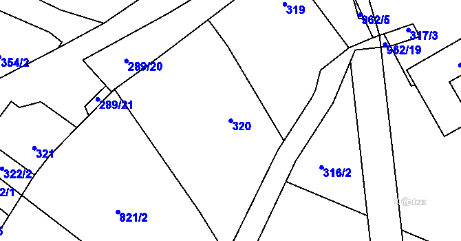 Parcela st. 320 v KÚ Větrný Jeníkov, Katastrální mapa