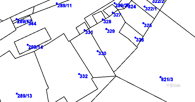 Parcela st. 330 v KÚ Větrný Jeníkov, Katastrální mapa