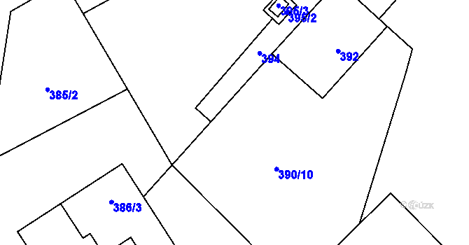 Parcela st. 390/2 v KÚ Větrný Jeníkov, Katastrální mapa