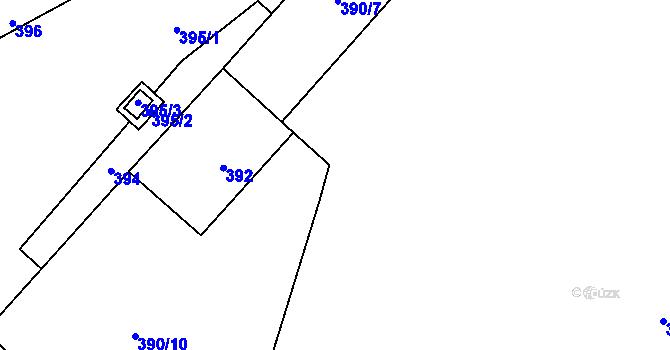 Parcela st. 390/4 v KÚ Větrný Jeníkov, Katastrální mapa
