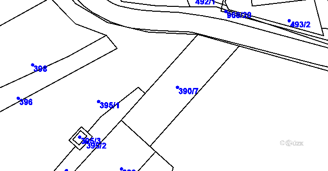 Parcela st. 390/6 v KÚ Větrný Jeníkov, Katastrální mapa