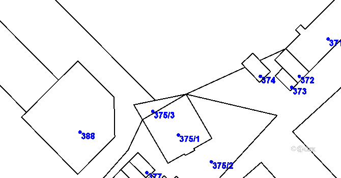 Parcela st. 390/11 v KÚ Větrný Jeníkov, Katastrální mapa