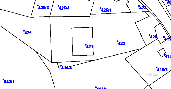 Parcela st. 421 v KÚ Větrný Jeníkov, Katastrální mapa