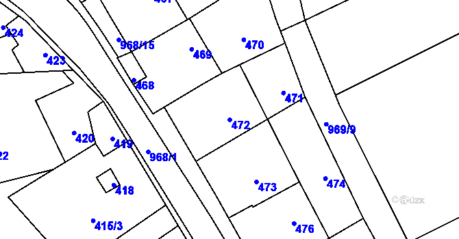 Parcela st. 472 v KÚ Větrný Jeníkov, Katastrální mapa