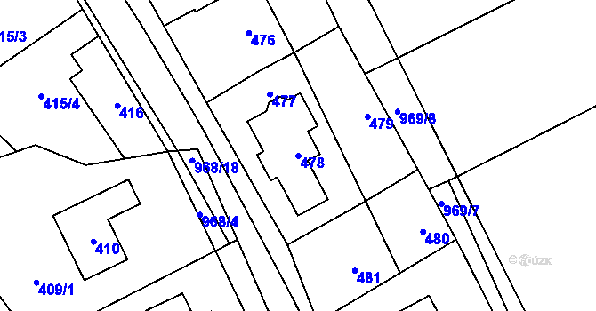 Parcela st. 478 v KÚ Větrný Jeníkov, Katastrální mapa