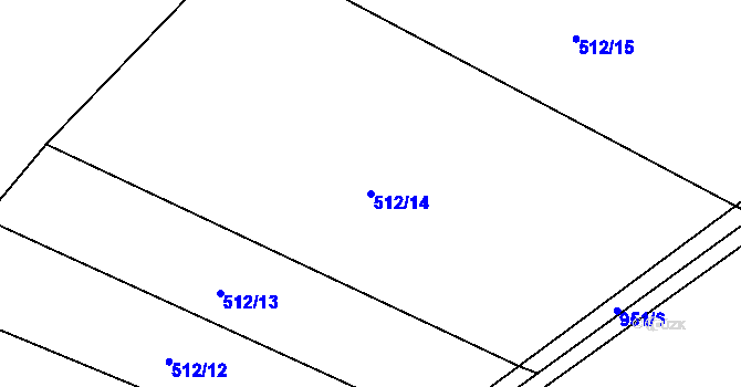 Parcela st. 512/14 v KÚ Větrný Jeníkov, Katastrální mapa