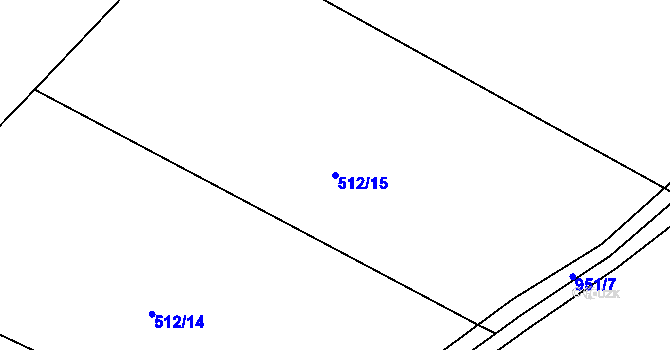 Parcela st. 512/15 v KÚ Větrný Jeníkov, Katastrální mapa