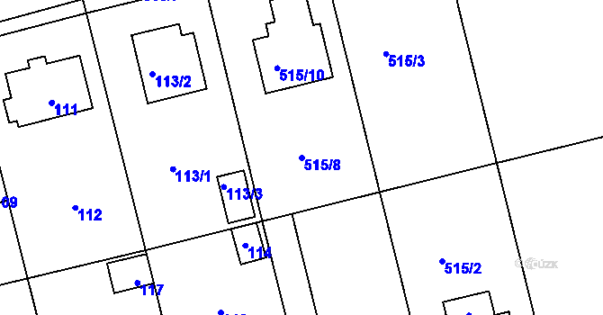Parcela st. 515/8 v KÚ Větrný Jeníkov, Katastrální mapa