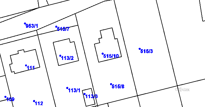 Parcela st. 515/10 v KÚ Větrný Jeníkov, Katastrální mapa
