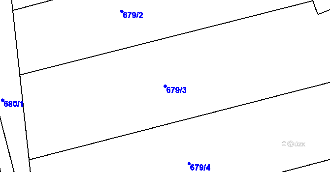 Parcela st. 679/3 v KÚ Větrný Jeníkov, Katastrální mapa