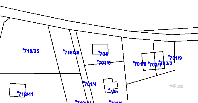 Parcela st. 704 v KÚ Větrný Jeníkov, Katastrální mapa