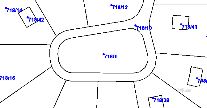 Parcela st. 718/1 v KÚ Větrný Jeníkov, Katastrální mapa