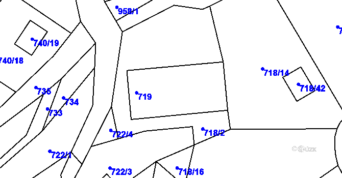 Parcela st. 719 v KÚ Větrný Jeníkov, Katastrální mapa