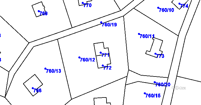 Parcela st. 771 v KÚ Větrný Jeníkov, Katastrální mapa