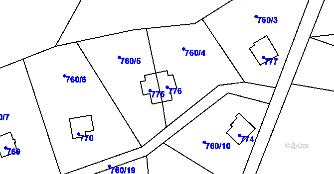 Parcela st. 776 v KÚ Větrný Jeníkov, Katastrální mapa