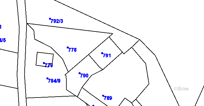Parcela st. 791 v KÚ Větrný Jeníkov, Katastrální mapa