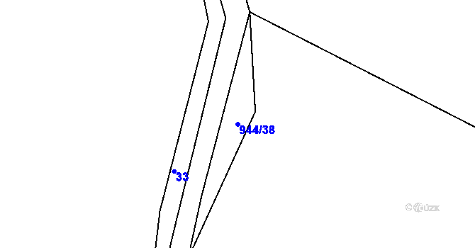 Parcela st. 944/38 v KÚ Větrný Jeníkov, Katastrální mapa