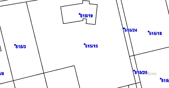 Parcela st. 515/15 v KÚ Větrný Jeníkov, Katastrální mapa