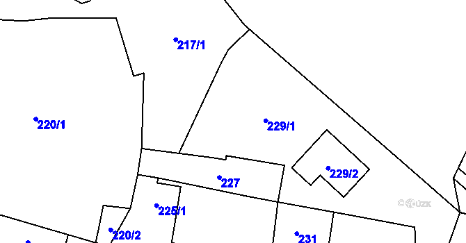 Parcela st. 229/1 v KÚ Větrný Jeníkov, Katastrální mapa