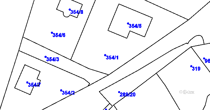 Parcela st. 354/1 v KÚ Větrný Jeníkov, Katastrální mapa