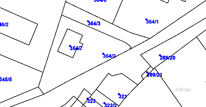 Parcela st. 354/2 v KÚ Větrný Jeníkov, Katastrální mapa