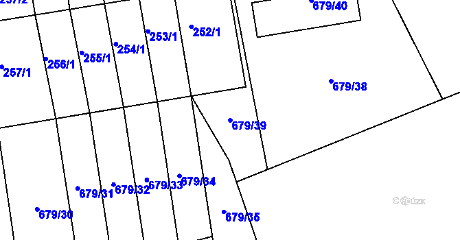 Parcela st. 679/39 v KÚ Větrný Jeníkov, Katastrální mapa