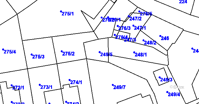 Parcela st. 249/5 v KÚ Větrný Jeníkov, Katastrální mapa