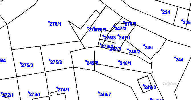 Parcela st. 249/6 v KÚ Větrný Jeníkov, Katastrální mapa