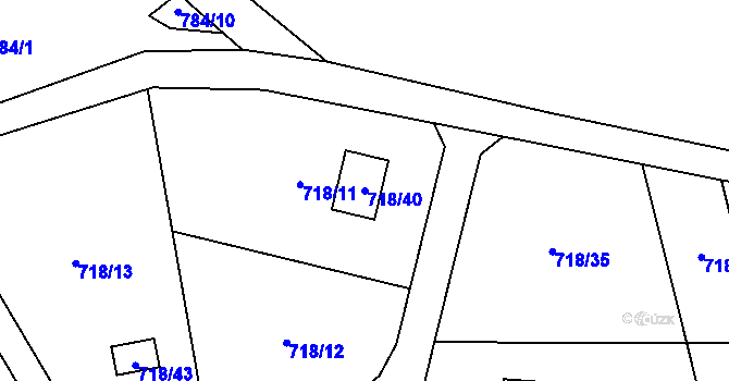 Parcela st. 718/40 v KÚ Větrný Jeníkov, Katastrální mapa