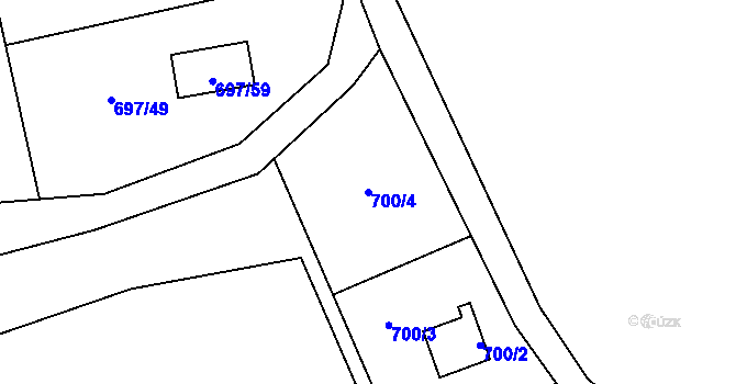Parcela st. 700/4 v KÚ Větrný Jeníkov, Katastrální mapa