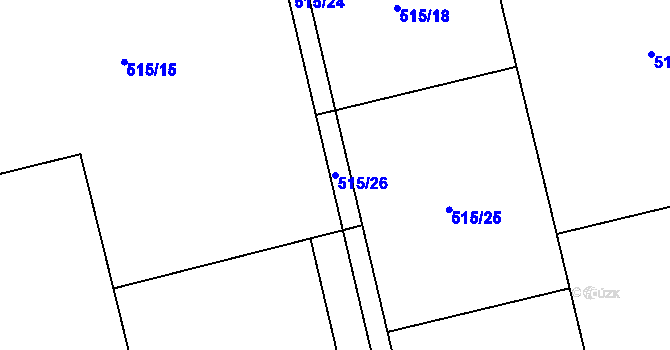 Parcela st. 515/26 v KÚ Větrný Jeníkov, Katastrální mapa