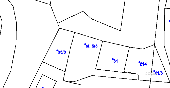 Parcela st. 5/3 v KÚ Větrušice u Klecan, Katastrální mapa