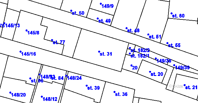 Parcela st. 31 v KÚ Větrušice u Klecan, Katastrální mapa