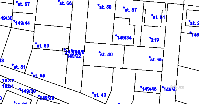 Parcela st. 40 v KÚ Větrušice u Klecan, Katastrální mapa