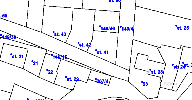 Parcela st. 41 v KÚ Větrušice u Klecan, Katastrální mapa