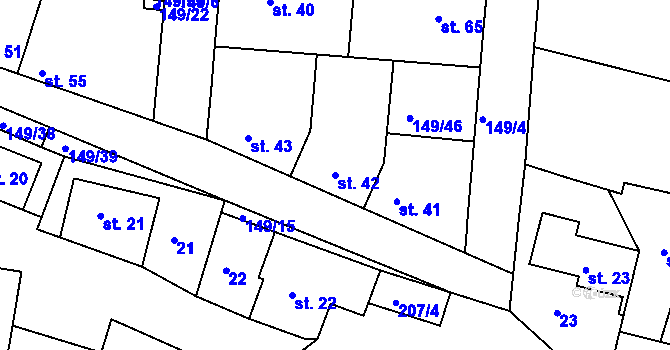 Parcela st. 42 v KÚ Větrušice u Klecan, Katastrální mapa