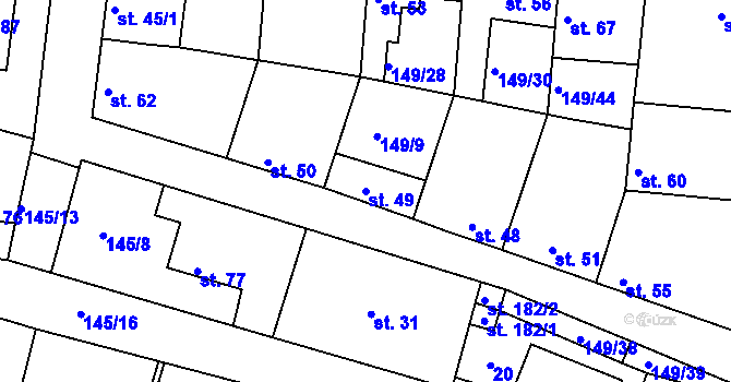 Parcela st. 49 v KÚ Větrušice u Klecan, Katastrální mapa