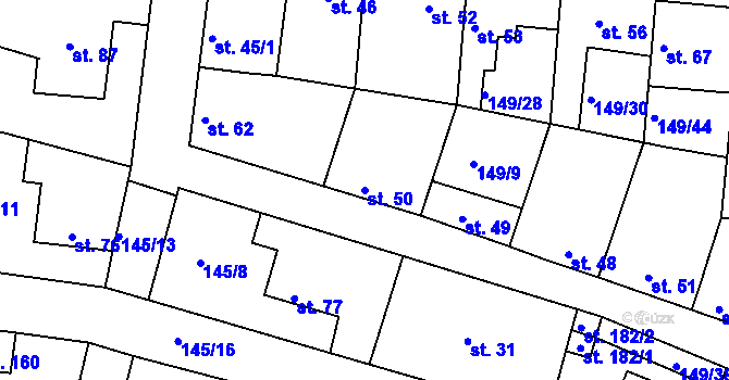 Parcela st. 50 v KÚ Větrušice u Klecan, Katastrální mapa