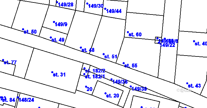 Parcela st. 51 v KÚ Větrušice u Klecan, Katastrální mapa