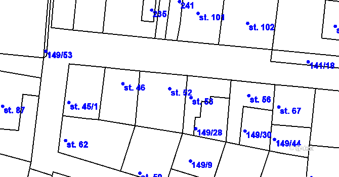 Parcela st. 52 v KÚ Větrušice u Klecan, Katastrální mapa