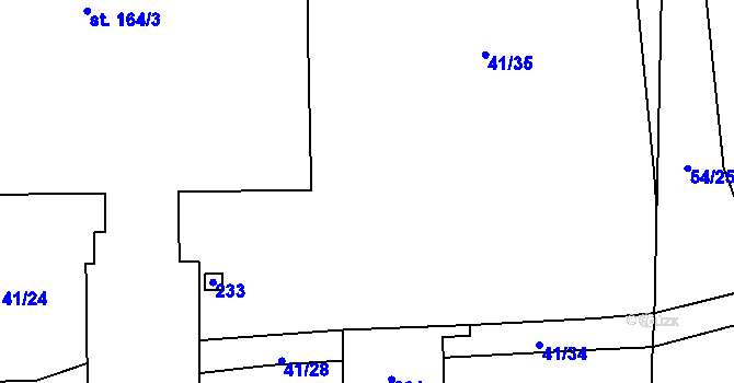 Parcela st. 99/3 v KÚ Větrušice u Klecan, Katastrální mapa