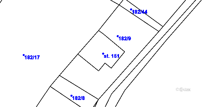 Parcela st. 151 v KÚ Větrušice u Klecan, Katastrální mapa