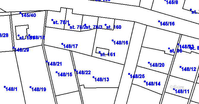 Parcela st. 161 v KÚ Větrušice u Klecan, Katastrální mapa