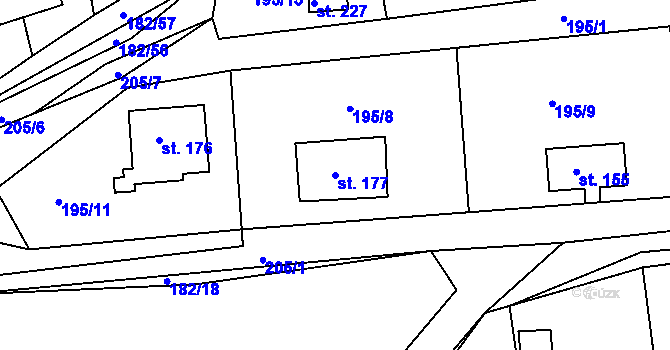 Parcela st. 177 v KÚ Větrušice u Klecan, Katastrální mapa