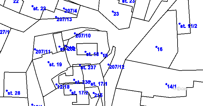 Parcela st. 18 v KÚ Větrušice u Klecan, Katastrální mapa