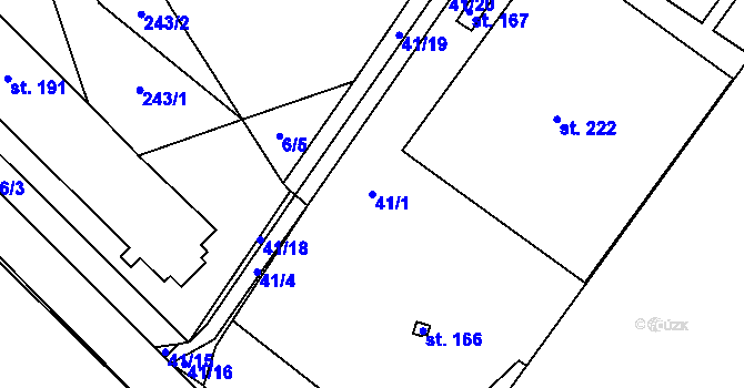 Parcela st. 41/1 v KÚ Větrušice u Klecan, Katastrální mapa
