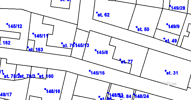 Parcela st. 145/8 v KÚ Větrušice u Klecan, Katastrální mapa