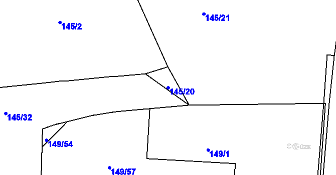 Parcela st. 145/20 v KÚ Větrušice u Klecan, Katastrální mapa