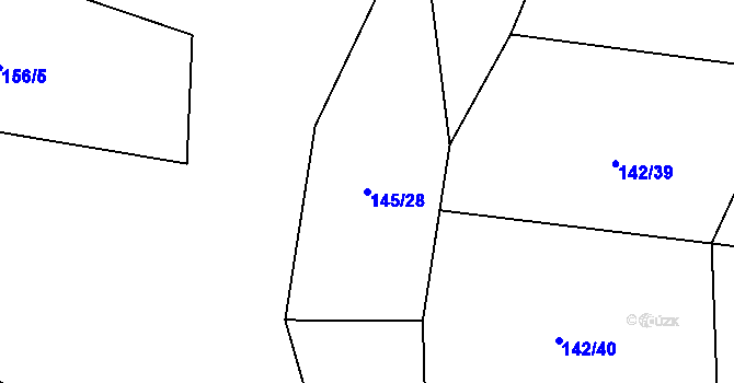 Parcela st. 145/28 v KÚ Větrušice u Klecan, Katastrální mapa