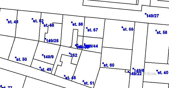Parcela st. 149/44 v KÚ Větrušice u Klecan, Katastrální mapa